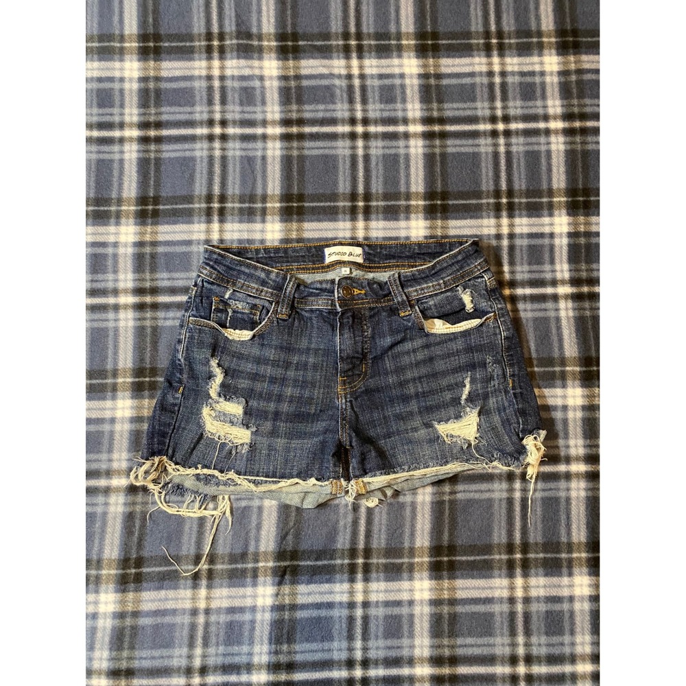 Studio‎ Blue Distressed Denim Cutoff Shorts Womens Size 26 Blue